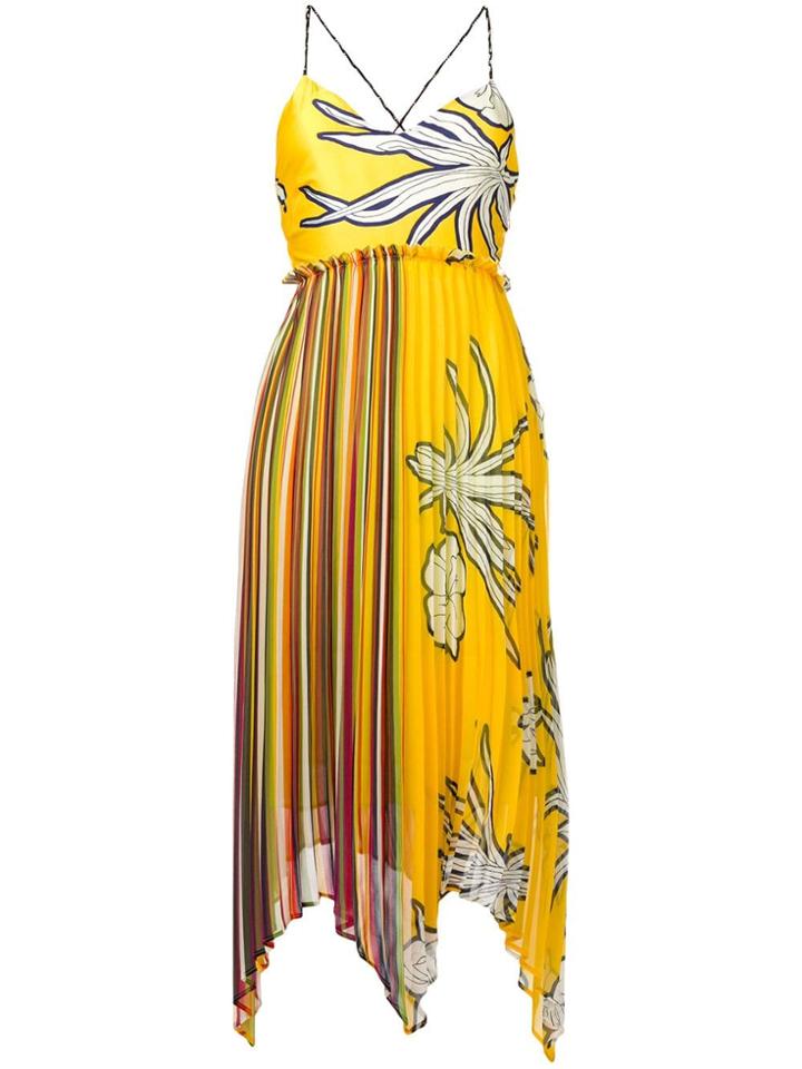 Pinko Pleated Midi Dress - Yellow
