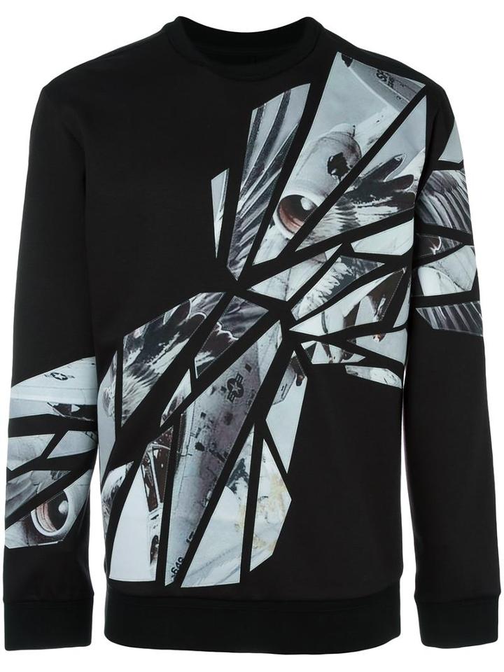 System Homme Abstract Print Sweatshirt, Men's, Size: Small, Black, Polyester/polyurethane/rayon