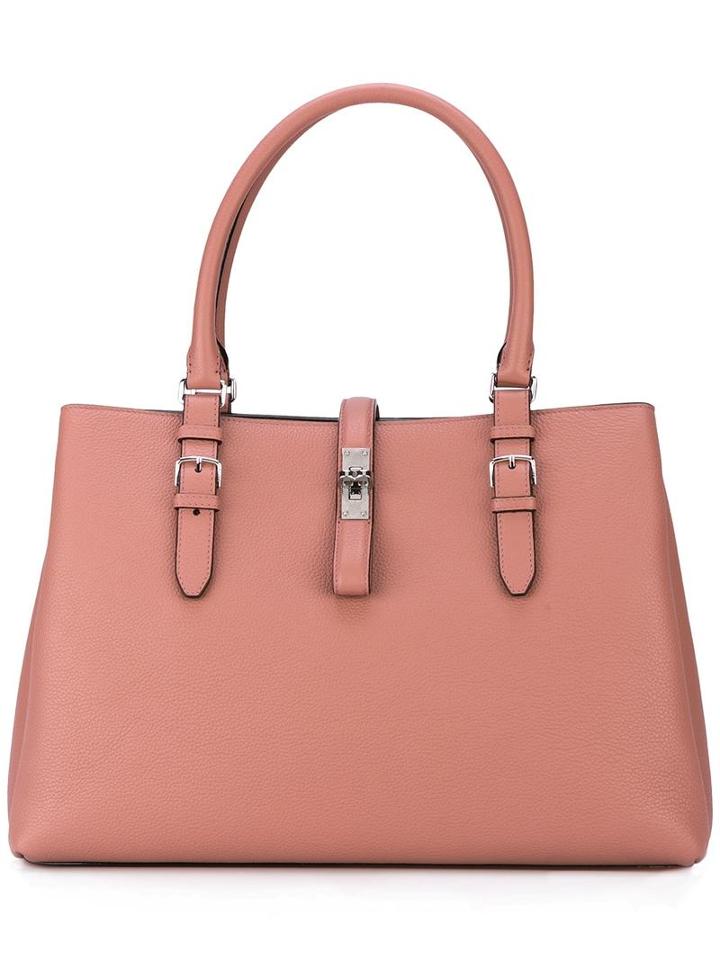 Bally Strap Detail Tote, Women's, Pink/purple, Calf Leather/cotton