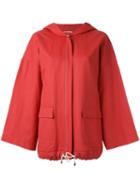 Fabiana Filippi Swing Sleeve Hooded Jacket, Women's, Size: 44, Red, Cotton/hemp/polyurethane