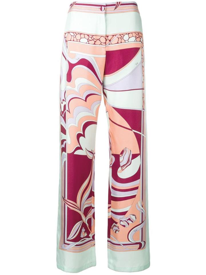 Emilio Pucci Mirei Print Wide Leg Silk Trousers - Green