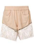 Almaz Lace Panel Shorts - Neutrals