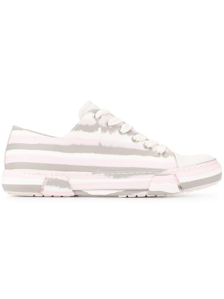 Both Striped Lace-up Sneakers - White