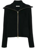Odeeh Rib Knit Zipped Cardigan - Black