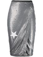 8pm Sequin Wrap Pencil Skirt - Grey