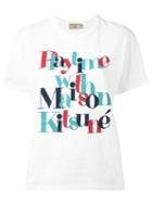 Maison Kitsuné Slogan Logo T-shirt, Women's, Size: Small, White, Cotton