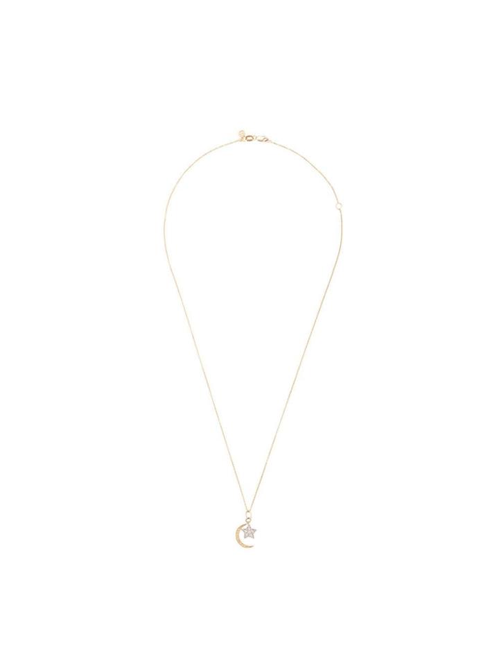Sydney Evan 14kt Yellow Gold Moon And Star Diamond Necklace