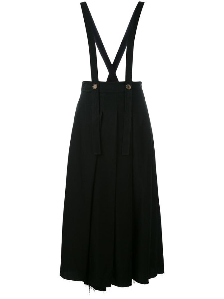 Song For The Mute - Raw Hem Salopette Midi Skirt - Women - Cotton/polyester/rayon - 36, Blue, Cotton/polyester/rayon