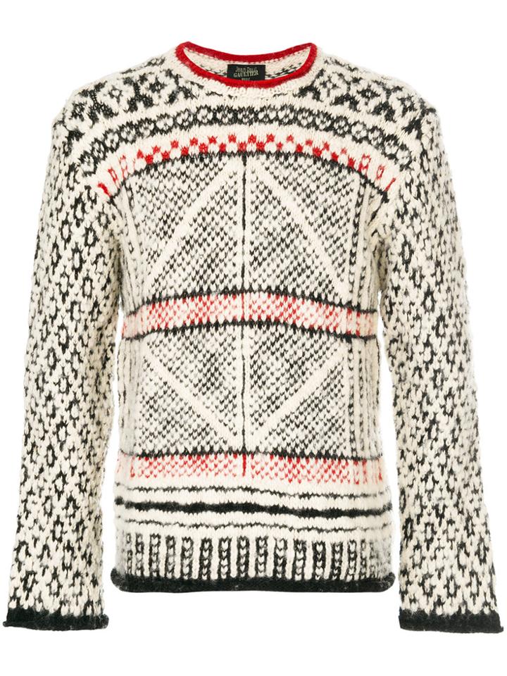 Jean Paul Gaultier Vintage Geometric Pattern Knitted Jumper - White