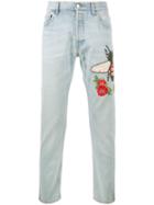 Gucci Embroidered Stone Bleached Jeans, Men's, Size: 28, Blue, Cotton