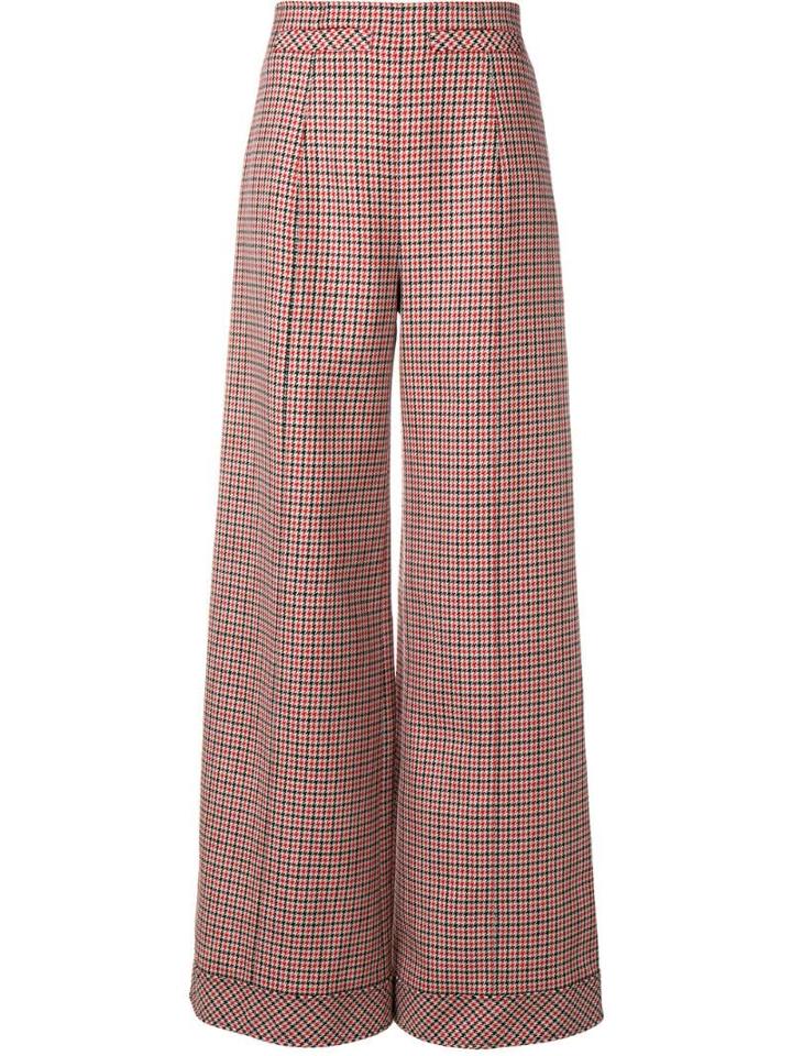 Courrèges Houndstooth Palazzo Trousers - Red