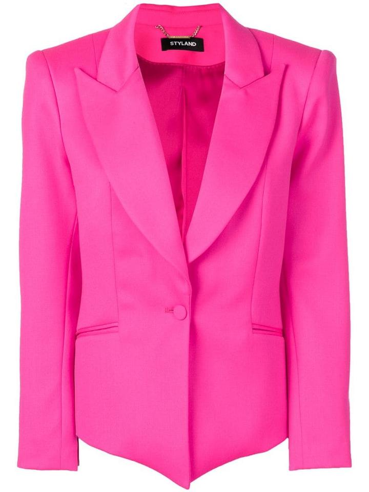 Styland Peaked Hem Blazer - Pink