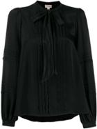 Temperley London Pleated Pussy Bow Blouse - Black