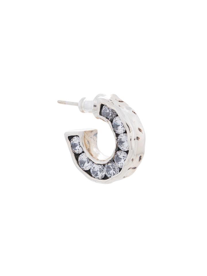 E.m. Crystal Embellished Hoop Earring - Metallic