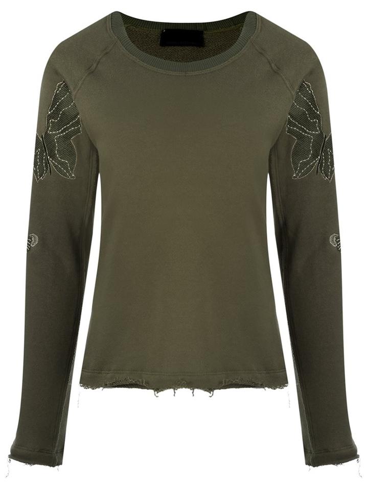 Andrea Bogosian Embroidered Sweatshirt, Women's, Size: G, Green, Cotton/polyester