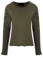 Andrea Bogosian Embroidered Sweatshirt, Women's, Size: G, Green, Cotton/polyester