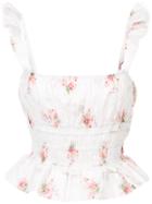 Brock Collection Floral Print Ribbed Top - White