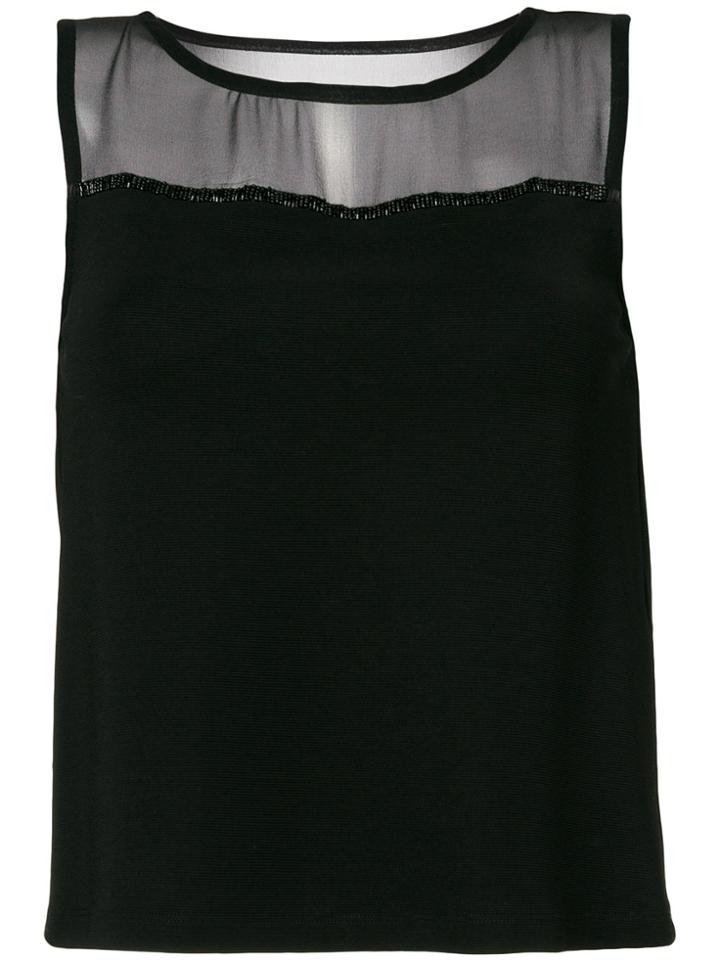 Emporio Armani Sheer Panel Tank Top - Black