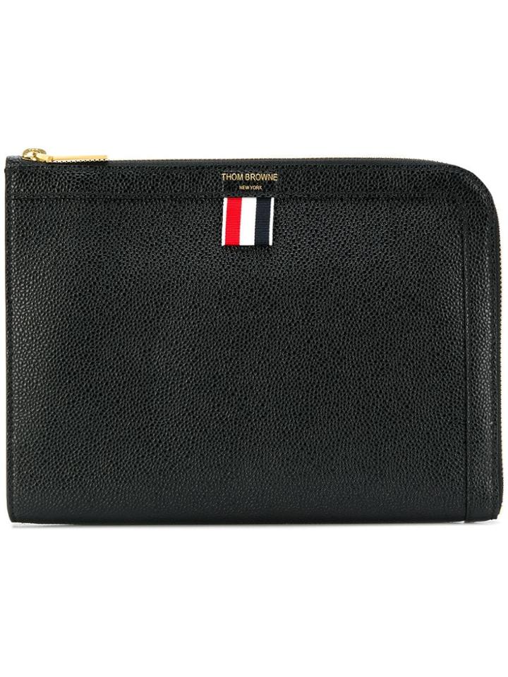 Thom Browne Pebbled Leather Mini Gusset Folio - Black