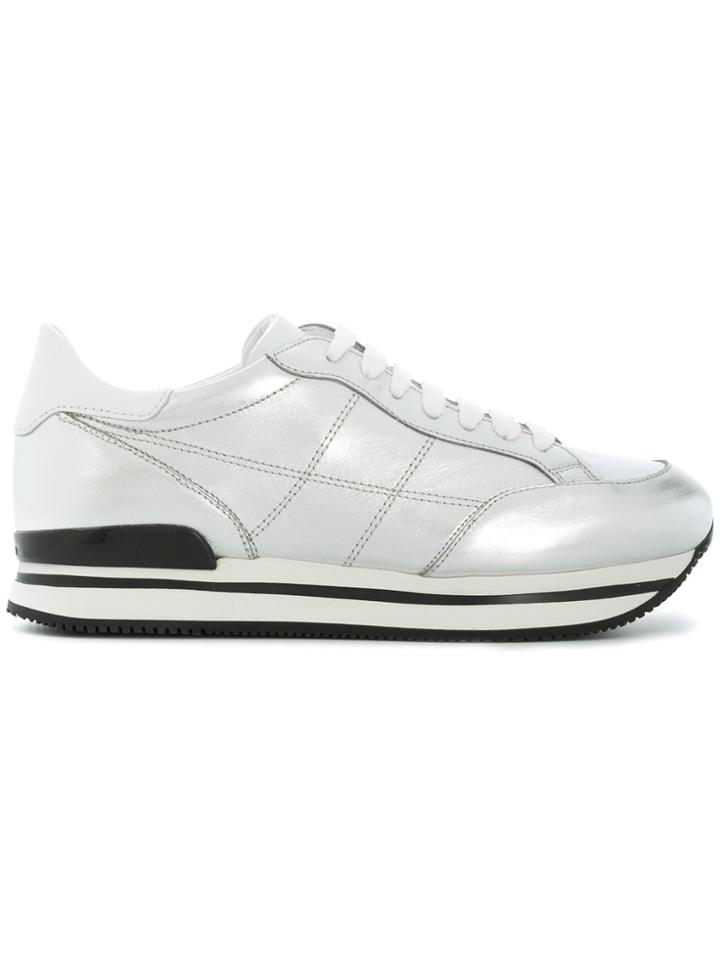 Hogan Striped Platform Sneakers - Metallic