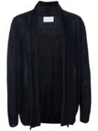 Estnation - Long Open Cardigan - Men - Linen/flax - M, Black, Linen/flax