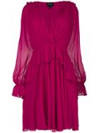 Giambattista Valli Ruffled Gathered Dress - Pink & Purple