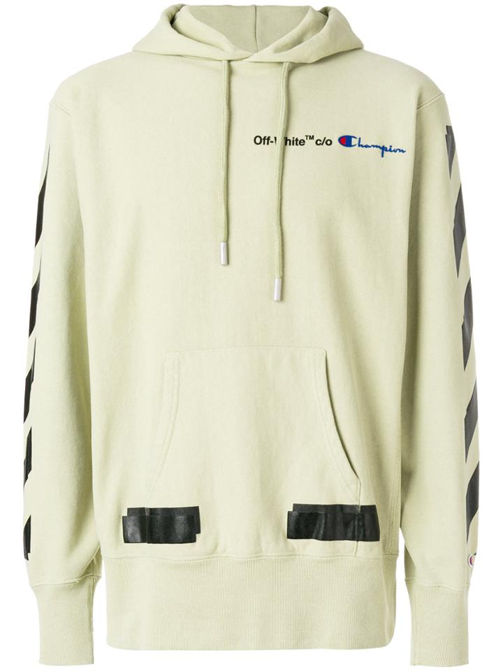 Off-white Stripe Detail Hoodie - Nude & Neutrals
