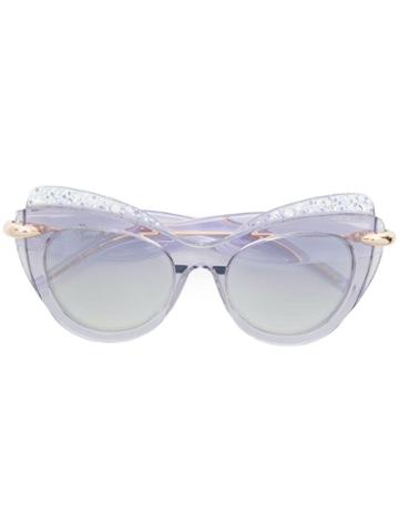 Pomellato Eyewear Crystal Detail Sunglasses - Blue