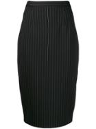 Styland Striped Pencil Skirt - Black
