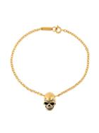 Maison Recuerdo Skull Charm Bracelet, Adult Unisex, Metallic, Silver/18kt Gold