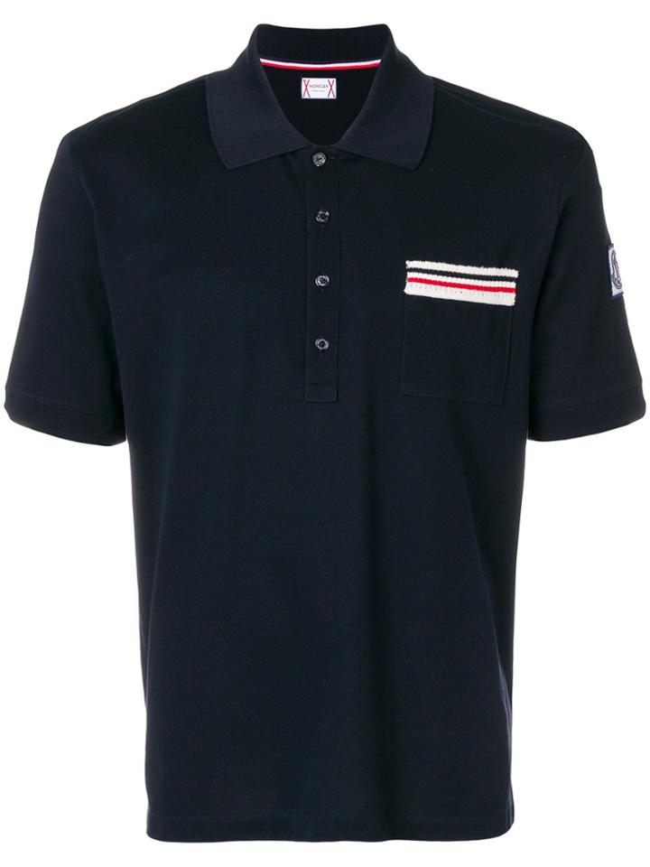 Moncler Gamme Bleu Striped Pocket Polo Shirt - Blue