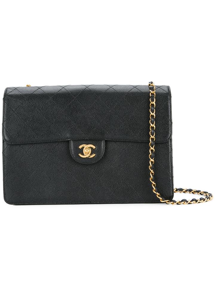 Chanel Vintage Cc Quilted Single Chain Shoulder Bag - Black