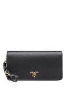 Prada Saffiano Logo Plaque Mini Bag - Black