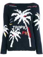 Ermanno Scervino Knitted Palm Tree Jumper - Blue