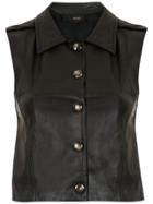 Andrea Bogosian Leather Buttoned Blouse - Black