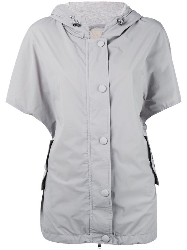 Eleventy - Shortsleeved Hooded Jacket - Women - Nylon/polyamide/spandex/elastane - L, Grey, Nylon/polyamide/spandex/elastane