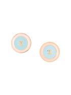 Chanel Vintage Round Cc Earrings - Blue