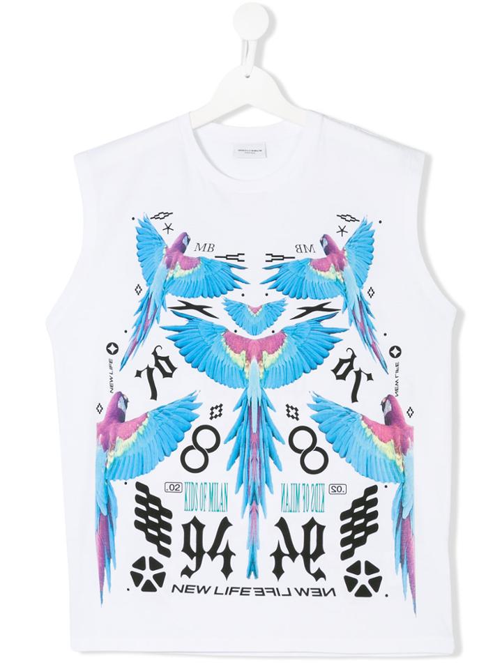 Marcelo Burlon County Of Milan Kids Macaw Print Tank Top - White