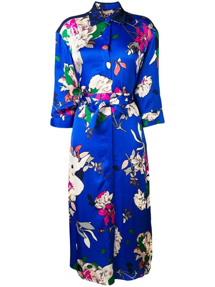 Twin-set Floral Shirt Dress - Blue