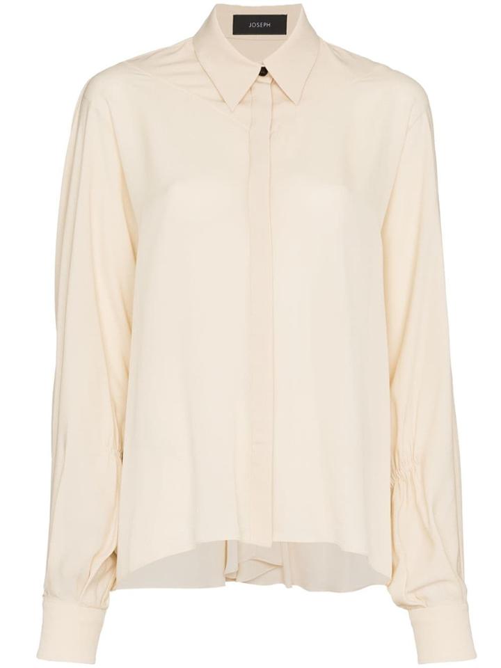 Joseph Yeats Gathered Sleeve Silk Shirt - Nude & Neutrals