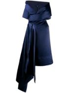 Richard Quinn Asymmetric Satin Dress - Blue