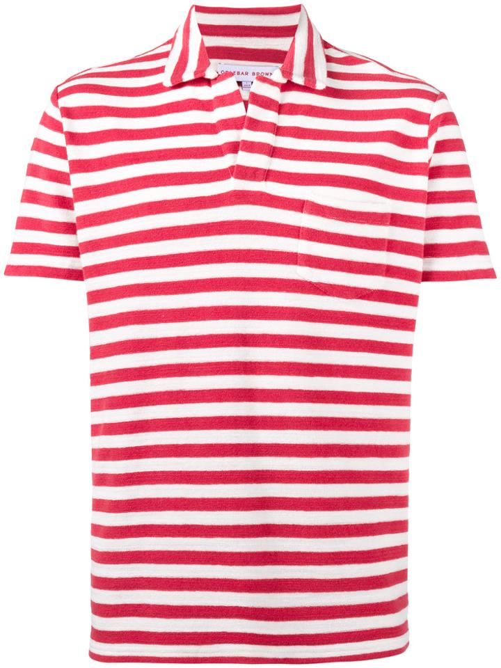 Orlebar Brown Red Terry Stripe Polo Shirt