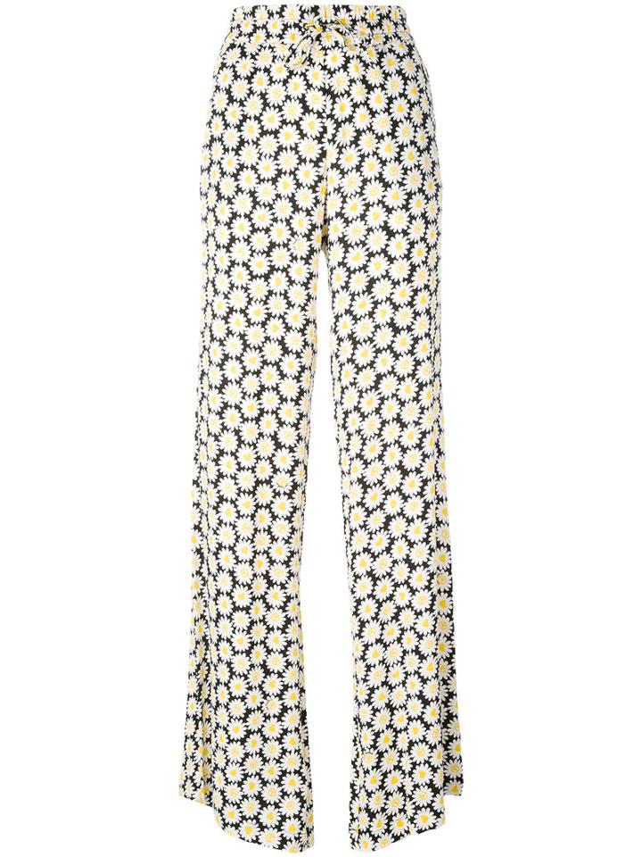 Love Moschino - Daisy Print Palazzo Pants - Women - Viscose - 42, Women's, Black, Viscose