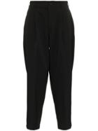 Comme Des Garçons Homme Plus Black Wide Leg Cropped Wool Trousers