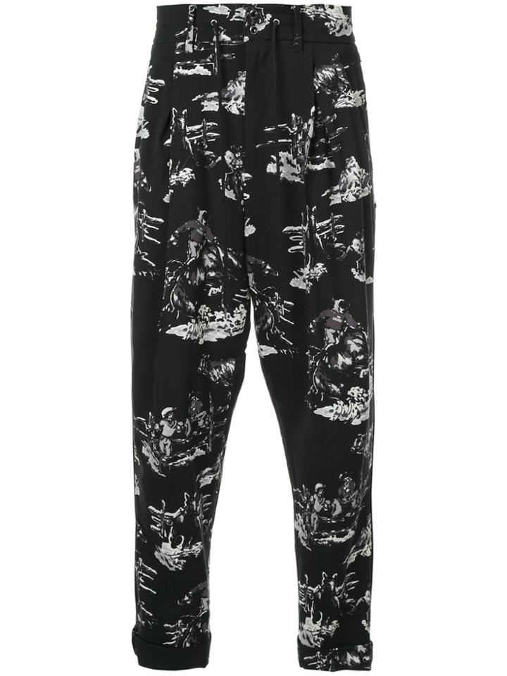Takahiromiyashita The Soloist Printed Trousers - Black
