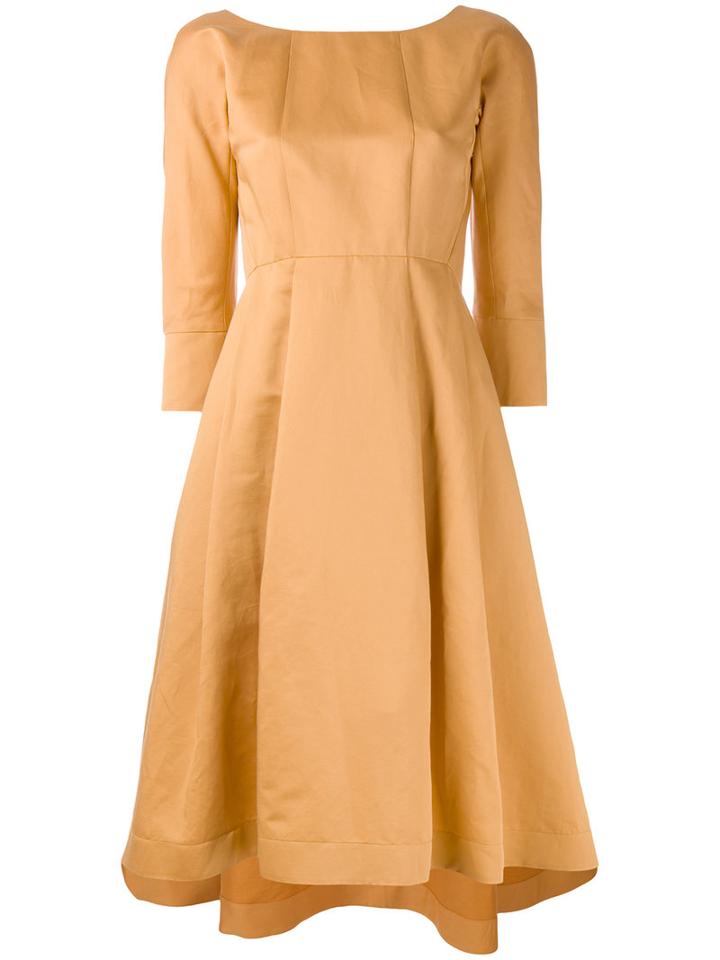 Jil Sander Navy Flared Dress, Women's, Size: 38, Yellow/orange, Cotton/linen/flax/acetate/cupro