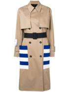 Msgm Striped Pocket Trench Coat - Brown