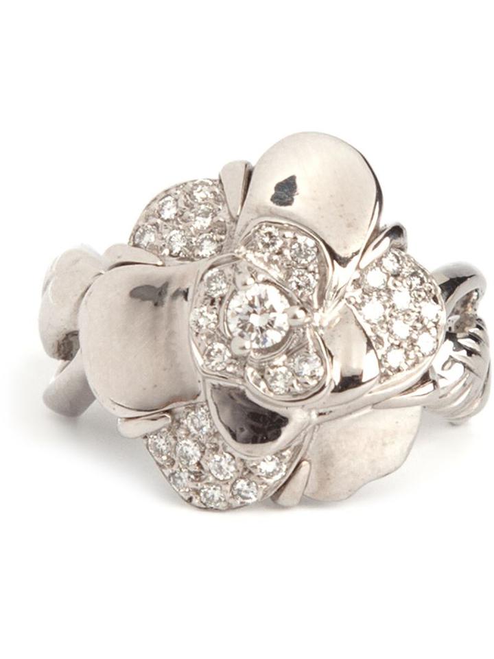 Chanel Vintage Diamond Cocktail Ring, Women's, Metallic