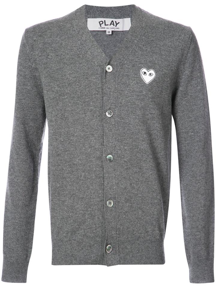 Comme Des Garçons Play Cardigan With White Heart - Grey