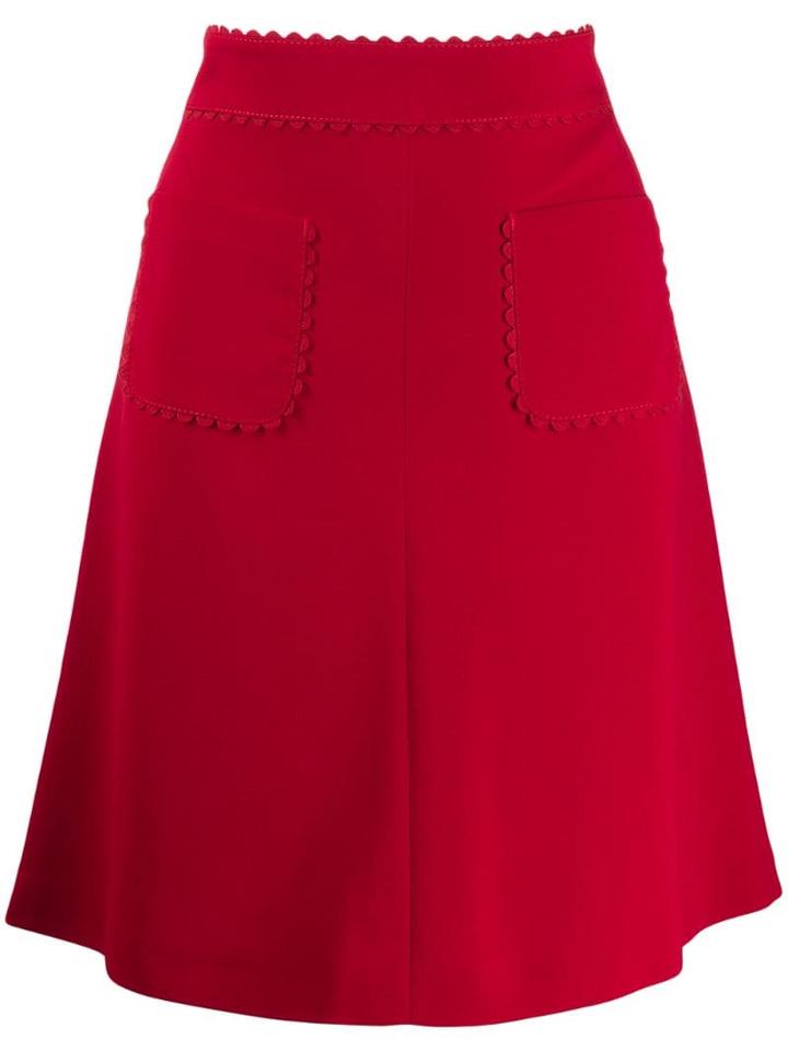 Red Valentino Scalloped Trim A-line Skirt